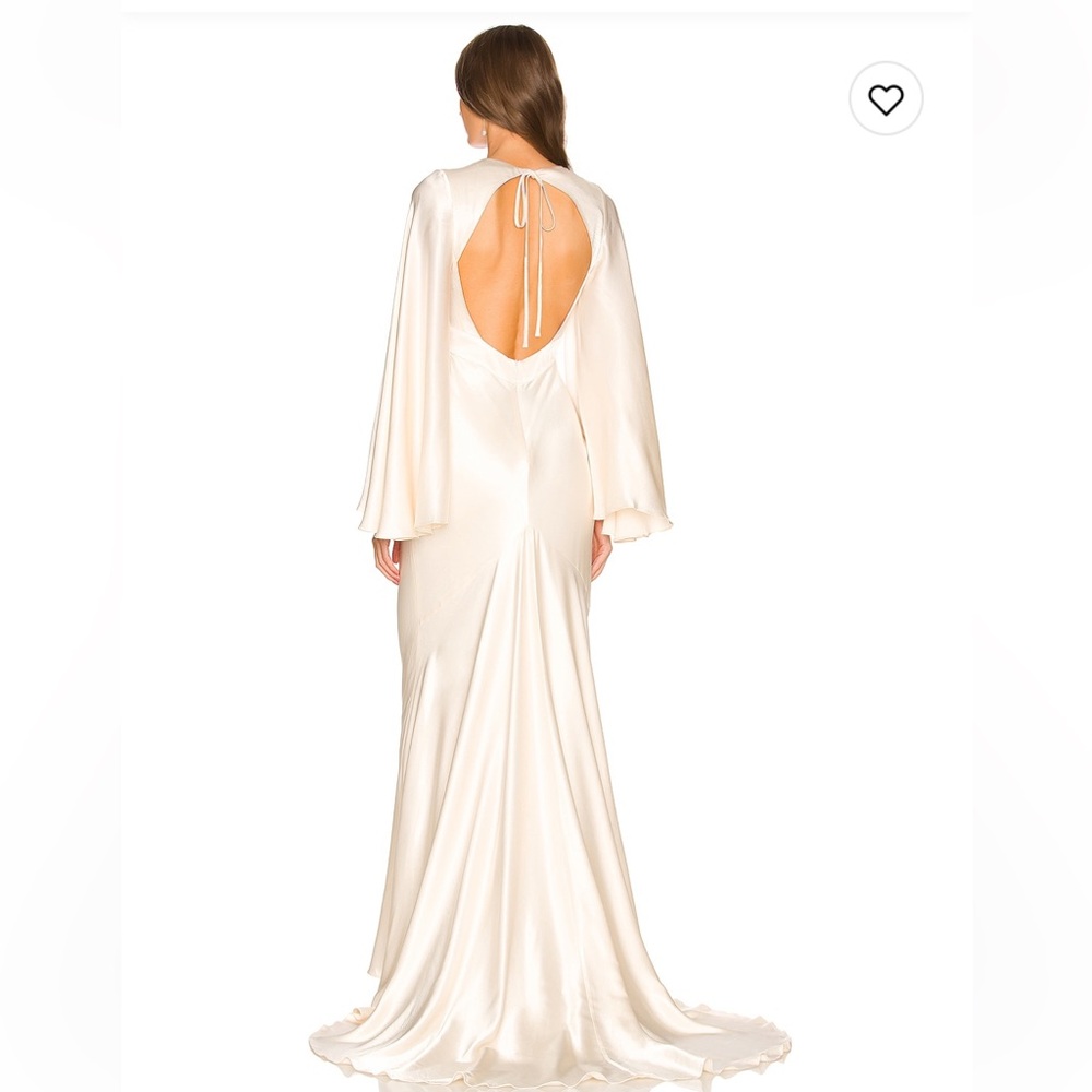 NWT Shona Joy La Lune Plunging V-neck, Backless Maxi Dress in Cream - Picture 4 of 11